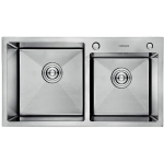Мойка для кухни врезная GERHANS K37843-S хром из нержавеющей стали, 78*43 см 2 чаши с сифоном