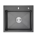 Мойка для кухни врезная GERHANS RK36045B графит из нержавеющей стали, 60*45 см с сифоном