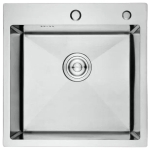 Мойка для кухни врезная GERHANS RK35050 хром из нержавеющей стали, 50*50 см с сифоном