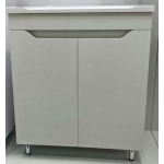 Тумба напольная GS Амали 80 с дв, ЛДСП 16мм белый влаг, ПВХ белый глянец с раковиной Milen 80 11968