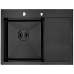 Мойка для кухни врезная GERHANS RK35848B-L графит из нержавеющей стали, 58х48 см левая с сифоном