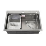 Мойка врезная FABIA PROFI 68453 68х45 см толщина 3,0 х 0,8 мм, глубина 200 мм, большой угловой сифон с переливом, корзина