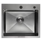 Мойка для кухни врезная GERHANS K35044BD графит из нержавеющей стали, 50х44 см с сифоном