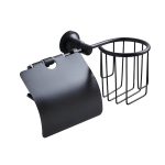 Держатель настенный для освeжителя и туалетной бумаги с крышкой Potato P1803-1BL чёрный