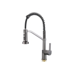 Смеситель для кухни Shevanik S963T гибкий излив, оружейная сталь