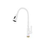 Смеситель для кухни Shevanik S843C-1 с гибким изливом, с лейкой, белый