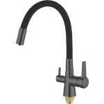 Смеситель для кухни Shevanik S668Y с гибким изливом и подключением фильтра, темно-серый