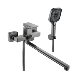 Смеситель для ванны Shevanik S9622T с изливом 35 см, оружейная сталь