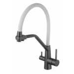 Смеситель для кухонной мойки Fmark FS0662-Q02 под фильтр питьевой воды, графит, с гибким изливом серый