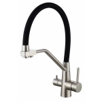 Смеситель для кухонной мойки Fmark FS0662-L01 под фильтр питьевой воды с гибким черным изливом