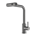 Смеситель для кухни Shevanik S263T  вытяжной излив, оружейная сталь