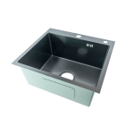 Мойка для кухни врезная Fmark FSC5045Q графит из нержавеющей стали, 50*45 см с сифоном