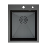 Мойка для кухни врезная D&K DKS415006 графит из нержавеющей стали, 41*50 см с сифоном, коландером, дозатором