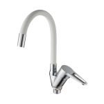 Смеситель для кухни D-Lin D150303-3 с гибким силиконовым изливом белый-хром