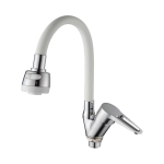 Смеситель для кухни D-Lin D150303-3T с гибким силиконовым изливом белый/хром