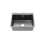 Мойка для кухни врезная Fmark FSC5050Q графит из нержавеющей стали, 50*50 см с сифоном