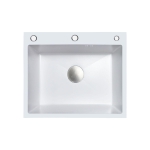 Мойка для кухни врезная Knois KN605003 белая из нержавеющей стали, 60*50 см с сифоном, каландером