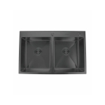 Мойка для кухни врезная GERHANS RK37850B-S графит из нержавеющей стали, 78х50 см 2 чаши с сифоном