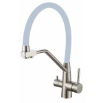 Смеситель для кухонной мойки Fmark FS0662-L04 под фильтр питьевой воды с гибким серым изливом