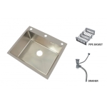 Мойка для кухни врезная Knois KN705005 сатин из нержавеющей стали, 70*50 см с сифоном, каландером, дозатором