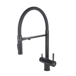 Смеситель для кухни Wasser Zimmer ZM-2011H с гибким изливом, подключением к фильтру питьевой воды, черный, SUS304
