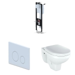 Комплект Инсталляция АНИ Пласт WCP4130A с механической кнопкой, белая WP1300 + Унитаз подвесной РИО Люкс 30745 дюропласт с микролифтом ROSA, Комплекты инсталляции с унитазом, ,