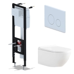 Комплект Инсталляция АНИ Пласт WCP4131A с механической кнопкой, хром WP1310, 1300х400х225 мм + Унитаз подвесной Knois KN9722002 безободковый, с крыш.