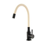 Смеситель для кухни Wasser Zimmer ZM-7728-2H-758 черный, с гибким бежевым изливом, SUS304 (12)