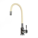 Смеситель для кухни Wasser Zimmer ZM-7728-2-758 хром, с гибким бежевым изливом, SUS304 (12)