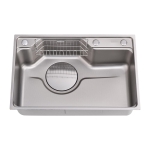 Мойка для кухни врезная Fmark FSC6845L сатин из нержавеющей стали, 68*45 см с сифоном, коландером, мусоросборником, корзинкой для губок