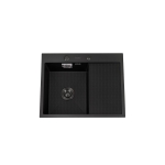 Мойка для кухни врезная Diadonna DS6350BL-L черная из нержавеющей стали, 63*50 см левая с сифоном