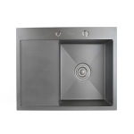 Мойка для кухни врезная Diadonna DS6350BL-R черная из нержавеющей стали, 63*50 см правая с сифоном