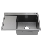 Мойка для кухни врезная Fmark FSC6550Q-R графит из нержавеющей стали, 65*50 см правая с сифоном