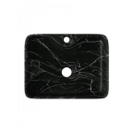 Раковина накладная Watersense Eva S 48 W00753 480х370х135 мм с полочкой под смеситель, черный мрамор