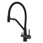 Смеситель для кухни Fmark FS1462-H01. черный, гибкий излив, с подключением фильтра питьевой воды (6)