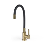 Смеситель для кухни Wasser Zimmer ZM-7781-2K-767 матовое золото, гибкий излив черный, SUS304 (12)