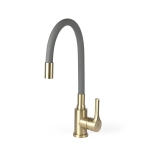 Смеситель для кухни Wasser Zimmer ZM-7781-2K-757 матовое золото, гибкий излив графит, SUS304 (12)