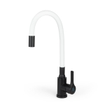 Смеситель для кухни Wasser Zimmer ZM-7781-2H-768 черный, гибкий излив белый, SUS304 (12)