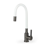 Смеситель для кухни Wasser Zimmer ZM-7781-2Q-768 графит, гибкий излив белый, SUS304 (12)