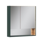 Шкаф зеркальный EQUIL Gleam 80.2D szGLEAM.LED.80.2D-34, зеленый камень/дуб вотан