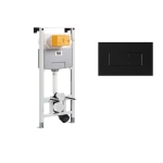 Инсталляция для подвесного унитаза OLI 879235pKA03 OLI 120 ECO Sanitarblock, с кнопкой KARISMA черная soft-touch, пневматическая
