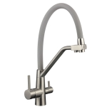 Смеситель для кухонной мойки Fmark FS0662-XL04 под фильтр питьевой воды, с гибким изливом, сатин