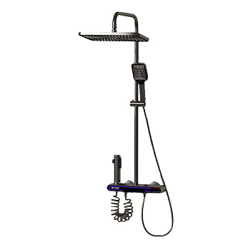 Душевая система Dikalan D99088-G встроенный излив, верхний душ, 2 лейки, серый, с LED-дисплеем