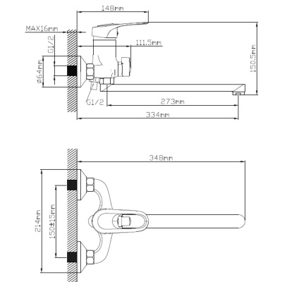 Смеситель для ванны Potato P2225