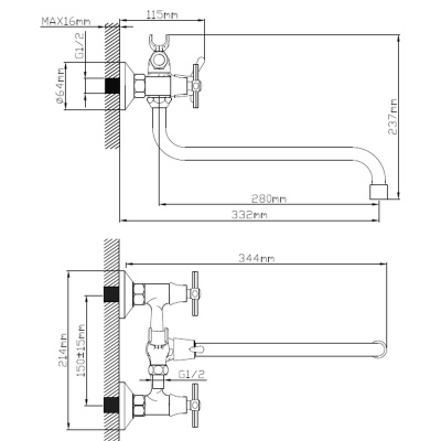 Смеситель для ванны Эверест B22-316