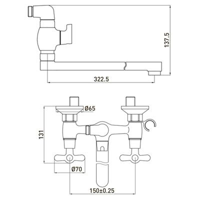 Смеситель для ванны Gross Aqua Retro 7016083С-35L(F)-Н