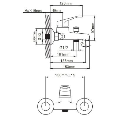 Смеситель для ванны Эверест B30-028