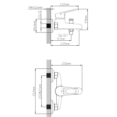 Смеситель для ванны Эверест B30-028