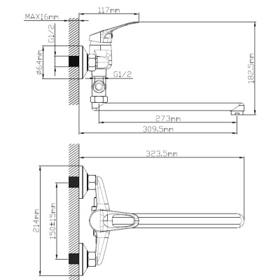 Смеситель для ванны Эверест B21-028
