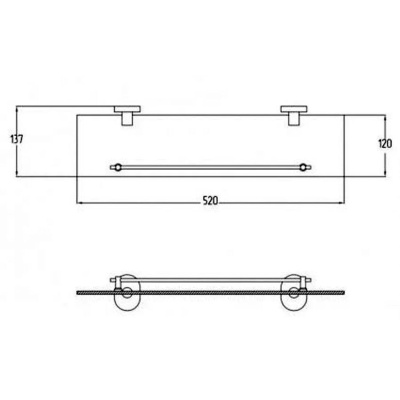 Полка для ванной Potato P2907 стекляная с ограничителем